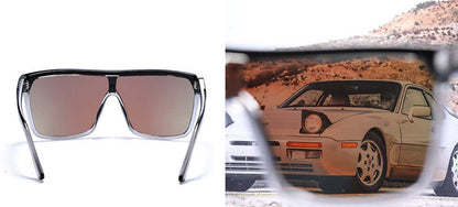KDEAM GLGZ Vibe okulary przeciwsłoneczne polaryzacyjne UV400 z lustrzanymi soczewkami, widok z przodu, kolor czarny, unisex.